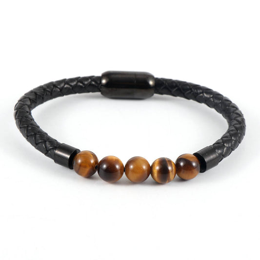 Earth Essence - The Earthy Elegance - leather meets stone Armband